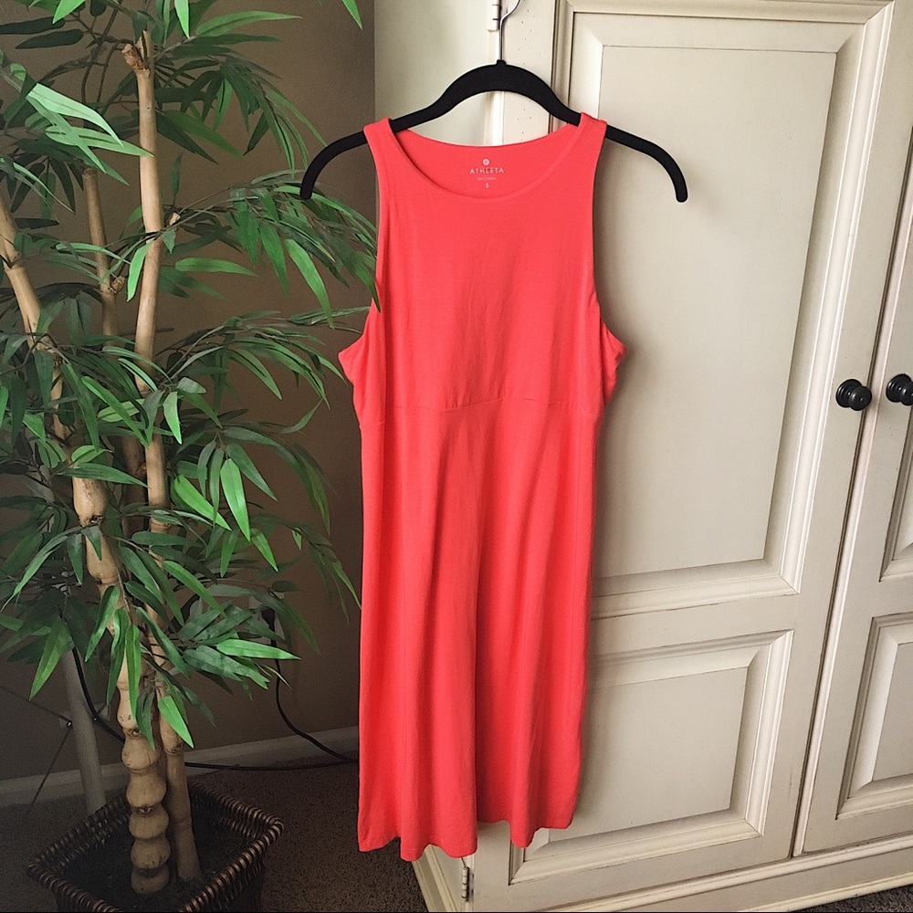 (NWOT) ATHLETA HIGH KNECK PINK/ORANGE TSHIRT DRESS